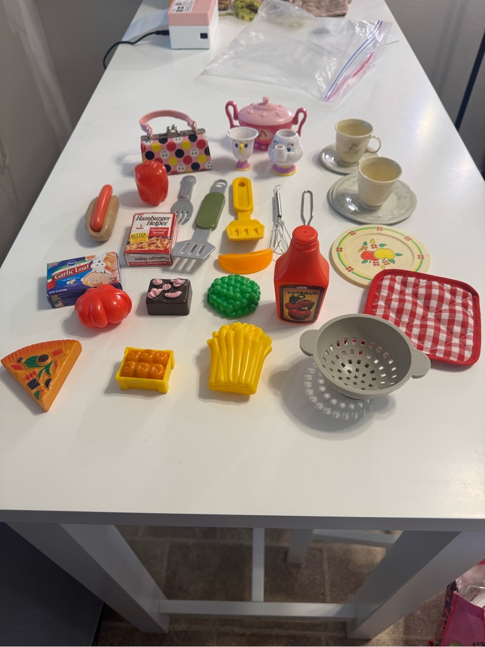 Kids Toy Kitchen Playset Lot Assorted Colorful Food & Accessories- About 25 pcs